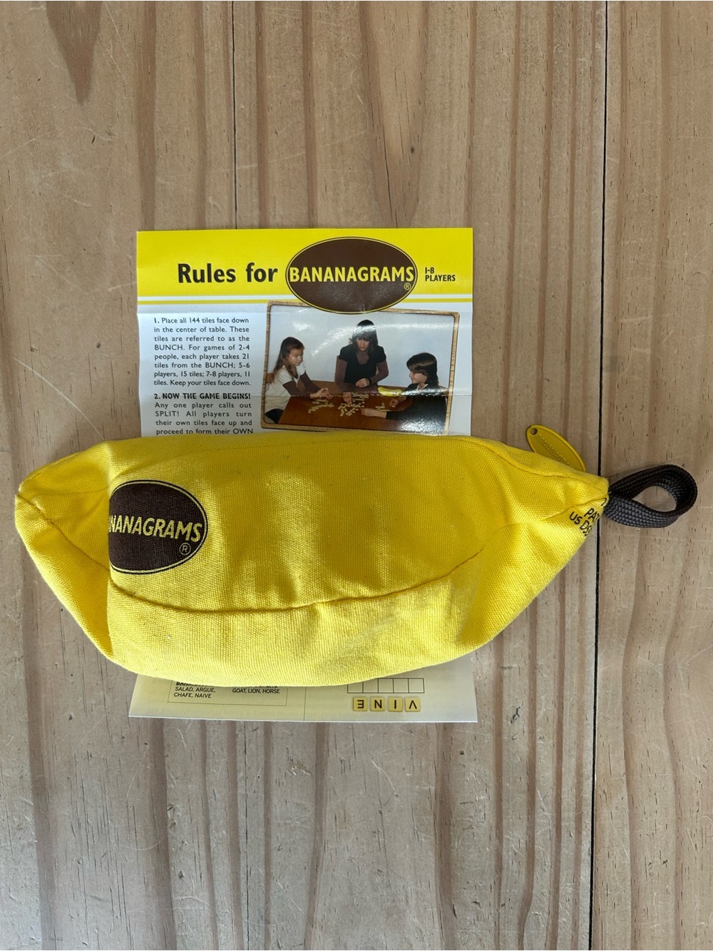 Bananagrams Game With Yellow Travel Pouch Game Case LIKE NEW